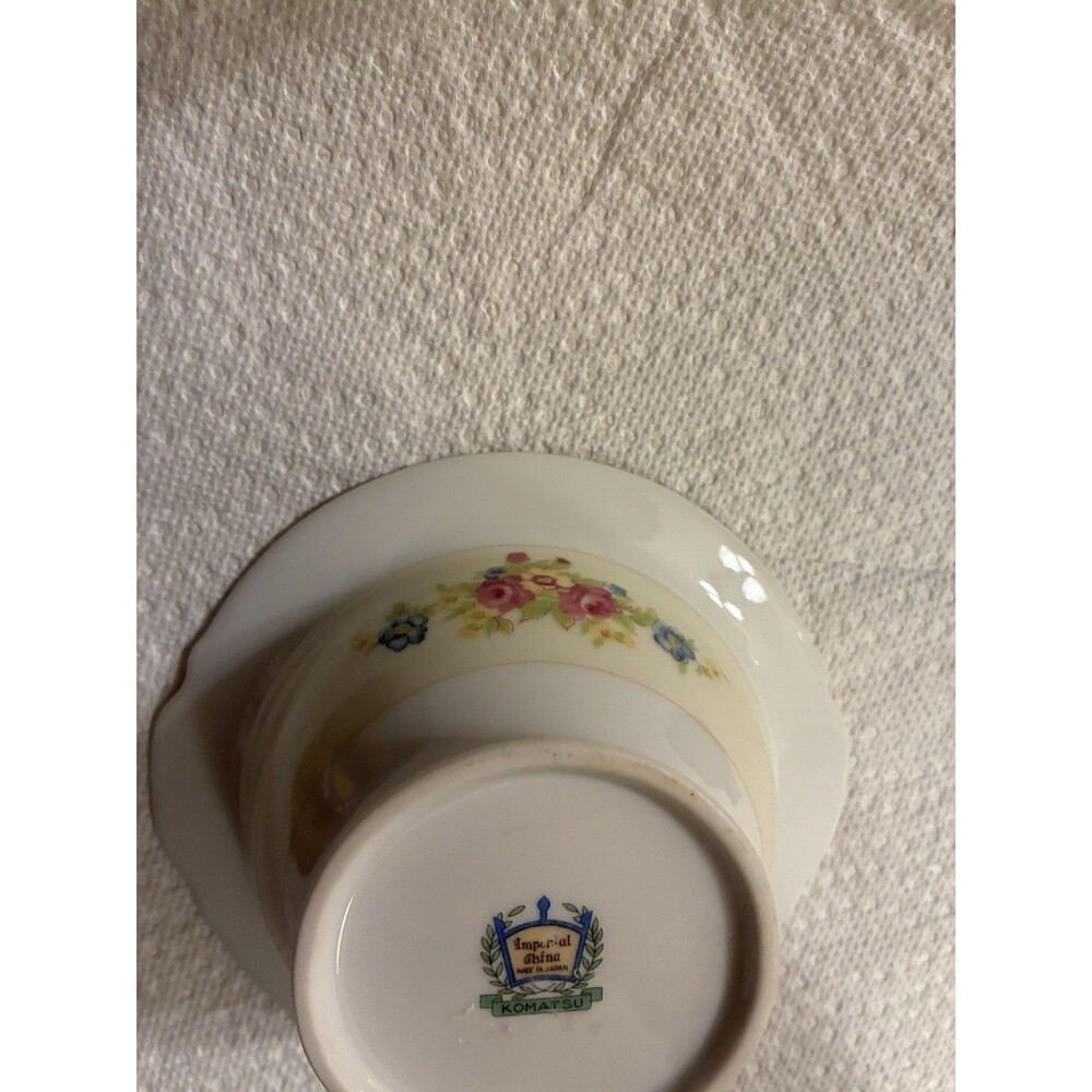 Imperial China Japan Komatsu Sugar Bowl No Lid Floral Gold Rim Vintage - Picture 10 of 10